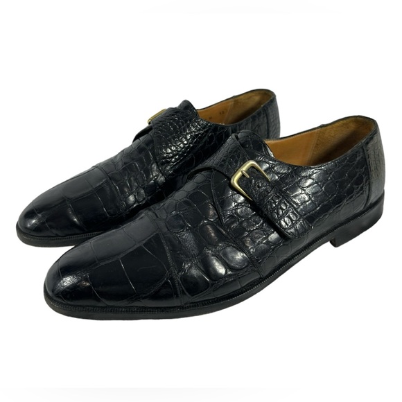 Genuine men SAKS FIFTH AVENUE alligator monk strap shoes 12 M - Picture 2 of 10